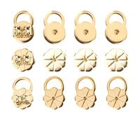 URROMA Golden Anti-Droop Earring Backs, 12 Pcs Metal Earring Stoppers Plum Blossom Round Shape Earring Lockers for Jewelry Supplies DIY Accessories