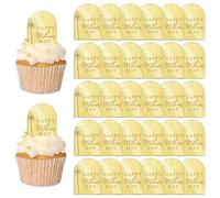 URROMA Golden Arch Mother's Day Acrylic Cake Topper, 30 Pcs Happy Mother's Day Cupcake Topper Dandelion Cake Decoration for Party Bakery DIY Craft