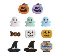 URROMA Halloween Silicone 11 Pcs Pumpkins & Ghost Beads for Keychain & Bracelet Making Kit