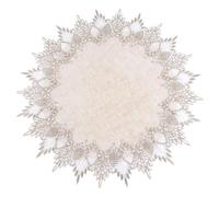 URROMA Linen Round Doily,20 * 20in Beige Table Cover with Lace Trim, Coffee Table Topper Table Decor Tablecloth for Dining Room Kitchen(50 * 50cm