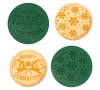 URROMA Merry Christmas Acrylic Embosser Stamps，4 Pcs Fondant Cookie Molds Cookie Cutters for DIY Baking Cake/Sugar Paste/Cupcake/Chocolate