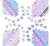 URROMA Origami Star Paper Strip, 1632Pcs Cartoon Themed Star Origami Set Lucky Star Paper Strips for DIY Handcrafts School Teaching, 4 Series