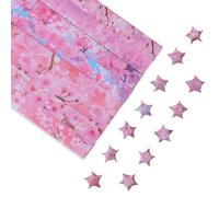 URROMA Origami Stars Paper, 400Pcs Cherry Blossom Themed Paper Star Strips for Handmade Arts Crafting Home Cards Gift Party and Crafts Decor, 8 Patterns