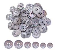 URROMA Pearl Button, 60Pcs Grey Four Eyed Fine Edged Shirt Button Knit Suit Button Suitable for Variety Clothing Sewing DIY Craft Clothing Accessories Clothing Buttons 15mm/18mm/20mm