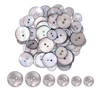 URROMA Pearl Button, 60Pcs Grey Two Eyed Fine Edged Shirt Button Knit Suit Button Suitable for Variety Clothing Sewing DIY Craft Clothing Accessories Clothing Buttons 15mm/18mm/23mm