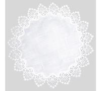 URROMA Polyester Round Doily,33 * 33in White Table Cover with Lace Trim, Coffee Table Topper Table Decor Tablecloth for Dining Room Kitchen(85 * 85cm)