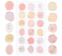URROMA Pre-Made Wax Stickers, 54 Pcs Transparent Acrylic Transparent Pink Floral Theme Gradient Adhesive Wax Seal Stickers Birthday Bridal Shower Party Presents Craft Scrapbook Gift