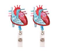 URROMA Red Heart Badge Reel with ID Card Clip, 2 Pcs Retractable Reel Badge ID Card Holder Retractable Reel Badge ID Card Holder for Nurses Office Teacher