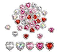 URROMA Rhinestones Buttons Embellishments, 30 Pcs Heart Rhinestones for Crafts Flatback Pearl Crystal Rhinestone Buttons for Sewing Diy Clothing Wedding Party Home Decoration