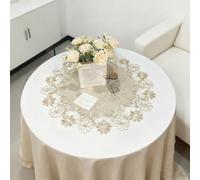 URROMA Round Lace Doily,Hollow Printing Pink Coffee Tablecloth Embroidered Table Topper Lace Placemats for Dressers and End Tables Cover，60 * 60cm