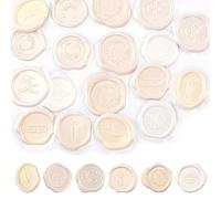 URROMA Self Adhesive Sealing Wax Stamp，54 Pcs Soft Foam Beige Vintage Scrapbooking for Sealing Envelope Cards Gift Wrapping DIY Decoration Wedding Party Invitations