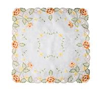 URROMA Square Lace Doily,Retro Rural Lace Placemat Yellow Floral Embroidered Table Topper Printed Fabric Doilies for Dressers and End Tables,60 * 60cm