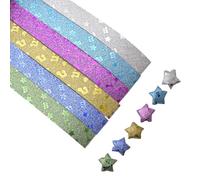 URROMA Star Origami Paper, 400pcs Music Pattern Symbols 7 Colors Lucky Star Glitter Origami Paper DIY Star Paper Strip