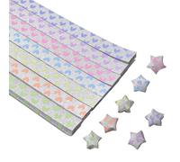 URROMA Star Paper Strips, 360pcs Glitter Luminous Lucky Star Origami Paper Folding Strips Peach Heart Four Leaf Grass Little Angel Pattern Crafts Folding Paper Stars DIY Arts