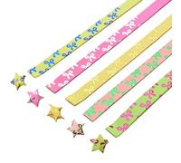 URROMA Star Paper Strips, 500pcs Gilded Fluorescence Origami Lucky Star Paper Strips Bow Pattern for Crafts Folding Paper Stars School Teaching DIY Arts Projects Crafting Supplies