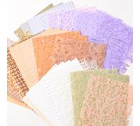 URROMA Sunset Color Handmade Scrapbook Paper Craft, 48 Pcs A5 Craft Scrapbooking Paper Sheets Special Paper Mix for Art Journaling Card Making Supplies
