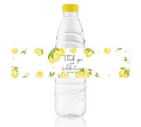 URROMA Water Bottle Labels, 50Pcs Thank You for Celebrating with Us Bottle Wraps Yellow Lemon Drinks Wrappers for Wedding Baby Bridal Shower