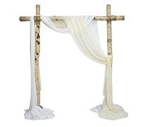 URROMA Wedding Arch Draping Fabric, 2 Pcs Chiffon Drapes Wedding Drapery for Indoor and Outdoor Backyard Reception Backdrop Ceiling Curtains Decorations, White and Ivory