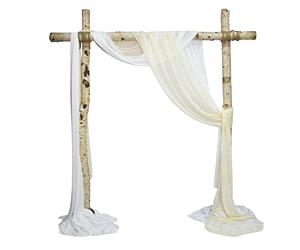 URROMA Wedding Arch Draping Fabric, 2 Pcs Chiffon Drapes Wedding Drapery for Indoor and Outdoor Backyard Reception Backdrop Ceiling Curtains Decorations, White and Ivory