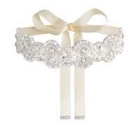 URROMA Wedding Bridal Belts, 1 Piece Ivory Pearl Silver Water Diamond Ribbon Bridal Belt Crystal Rhinestone Chain for Bride Bridesmaid 2.7M