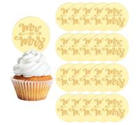 URROMA Wedding Gold Acrylic Cupcake Toppers, 20Pcs Round Mr.&Mrs. Cake Discs Mirror Acrylic Cake Picks Dessert Ice Cream Toppers Accessories