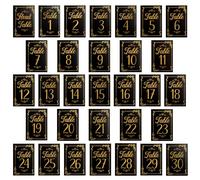 URROMA Wedding Place Cards, 1-30 Table Number Cards Black and Gold Table Numbers for Wedding Reception Birthday Party Anniversary Table Number Arrangement