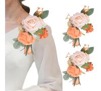 URROMA Wedding Shoulder Corsage Set, 2Pcs Orange Artificial Shoulder Corsages Flowers Mother of The Bride Floral Corsage for Wedding Ceremony Banquet