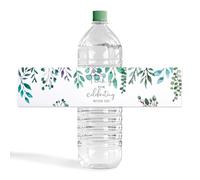 URROMA Wedding Water Bottle Labels, 50 Pcs Thank You Greenery Leaf Water Bottle Wraps Sticker Water Bottle Labels for Birthday Baby Shower
