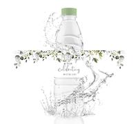 URROMA Wedding Water Bottle Labels, 50Pcs Glossy Greenery Waterproof Wrappers Wraparound Rectangle Label Thank You Stickers for Bridal Shower Birthday