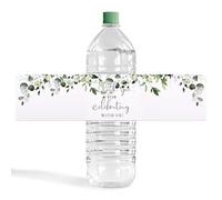 URROMA Wedding Water Bottle Labels Thank You, 50 Pcs Greenery Plant Water Bottle Wraps Sticker Water Bottle Labels for Birthday Baby Shower