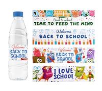 URROMA Welcome Back to School Water Bottle Labels, 48Pcs Back to School Bottle Wraps First Day of School Classroom Water Bottle Paper Stickers for Party Drinking