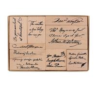 URROMA Wooden Rubber Stamp Set, 8Pcs Vintage Artistic Font Seal Wooden Rubber Art Stamps for DIY Scrapbooking Card Invitation Making