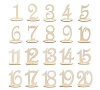 URROMA Wooden Table Number for Wedding, 1-20 Rustic Table Number with Base Table Numbers for Wedding Reception Birthday Banquet Anniversary Party Restaurants Coffee Shop Decorations