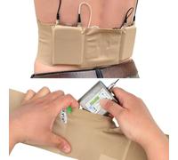 URSA Waist Strap Ultra Slim, Breathable & Stretchy Microphone Transmitter Straps. Compatible with Most Transmitter/Receivers - Double Pouch (Beige, Medium Waist)