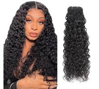Urshiney Brazilian Virgin Human Hair Bundles Double Weft Curly Water Wave Weave Bundles Natural Black Can Be Dyed Wet and Wavy Style Tangle-Free & Minimal Shedding 100g 18 Inch