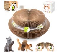 URSKTM 2PCS Upgraded-Magnetic Kitty Kurls Cat Scratcher Toy, Interactive Cardboard Cat Toy for Mental Physical Exercise, Multi-Shape Magic Organ Cat Toy for Indoor Cats Infinite-Flip, Brown/Orange, M