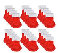 UrsoKuz 24 PCS Christmas Chair Socks Furniture Pads for Wooden Floors Table Chair Leg, Knitted Socks Floor Protectors Elastic Furniture Sliders Grippers, Fit Diameter from 1.2" to 2.6", Red