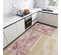 URSOPET 2 Pieces Kitchen Rugs,Rose Gold,Non Slip Machine Washable Runner Carpet for Laundry Office Home Indoor Outdoor