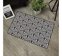 URSOPET Non-Slip Mat Microfiber Bathroom Rug Shower Mat, Black and White Art Deco Peacock,Ultra Soft and Water Absorbent Bath Rug, 16x 24 in