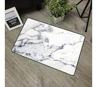URSOPET Non-Slip Mat Microfiber Bathroom Rug Shower Mat, Gray White Marble Floor Stone Interior Light Paint Rustic Effect,Ultra Soft and Water Absorbent Bath Rug, 16x 24 in