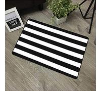 URSOPET Non-Slip Mat Microfiber Bathroom Rug Shower Mat, Striped black and white graphic pattern,Ultra Soft and Water Absorbent Bath Rug, 16x 24 in