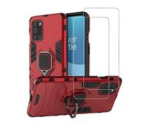Urspasol for OnePlus 8T 5G Case OnePlus 8T Case with Screen Protector (2 Pack) Tempered Glass Hybrid Heavy Duty Armor Protective Bumper Phone Cover with 360° Degree Ring Holder Kickstand (Red)