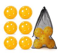 Urspasol Plastic Practice Softball 11 inch 6 Pack Oversized Baseball with Mesh Bag 26 Holes with Highly Bounce High Visibility for Batting Practice or Backyard Play Yellow