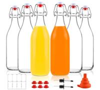 UrSpeedtekLive 6 Pack 1 Liter Swing Top Glass Bottles, 33oz Flip Top Brewing Bottles with Airtight Stopper for Vanilla Extract, Kombucha, Beer, Kefir, Mead