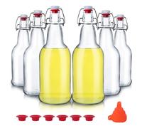UrSpeedtekLive 6 Pack 16oz Swing Top Glass Bottles, 500ML Glass Brewing Bottles with Airtight Stoppers for Beer, Kombucha, Kefir, Vanilla Extract(Bonus Gaskets and Funnel)