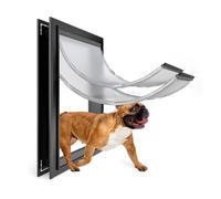 URSPET Dog Door for Exterior Doors: Heavy Duty Aluminum Doggie Door, Extreme Weather Doggy Door, Giant Dog Door for Large Dogs Up to 1000 lbs, Dual Flap Insulated Dog Door, Lockable (L)