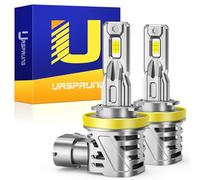 Ursprung Fahren H11/H9/H8 LED Bulbs, 100W 600% Ultra Bright H11, 1:1 Same Size with Turbo Fan, 3min Plug-N-Play Fog Bulbs, 6500K, Cool White, Non-Polarity, Pack of