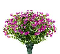URSTOUD Artificial Flowers, Fake Artificial Greenery UV Resistant No Fade Faux Plastic Plants for Wedding Bridle Bouquet Indoor Outdoor Home Garden Kitchen Office Table Vase 6PCS (Fuchsia)