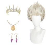 Ursula White Sea Witch Cosplay Wig - Heat Resistant Synthetic Wig with Crown Earrings