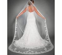 Ursumy Gorgeous Wedding Lace Veils Floral Long Cathedral Veils for Brides Soft Tulle Bridal Veil with Comb 118" (Ivory)